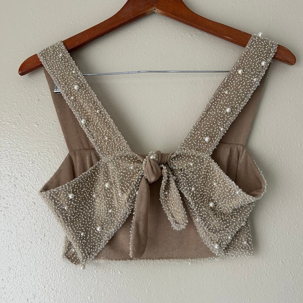 Sara Cristina Gold Beaded Crop Top Size Medium - Picture 9 of 12